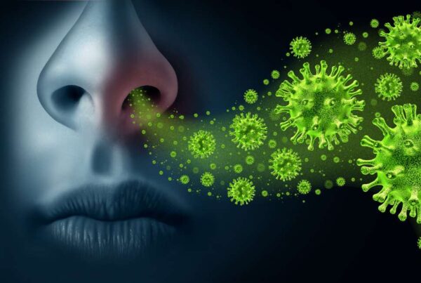 influenza virus going inside a person's nose